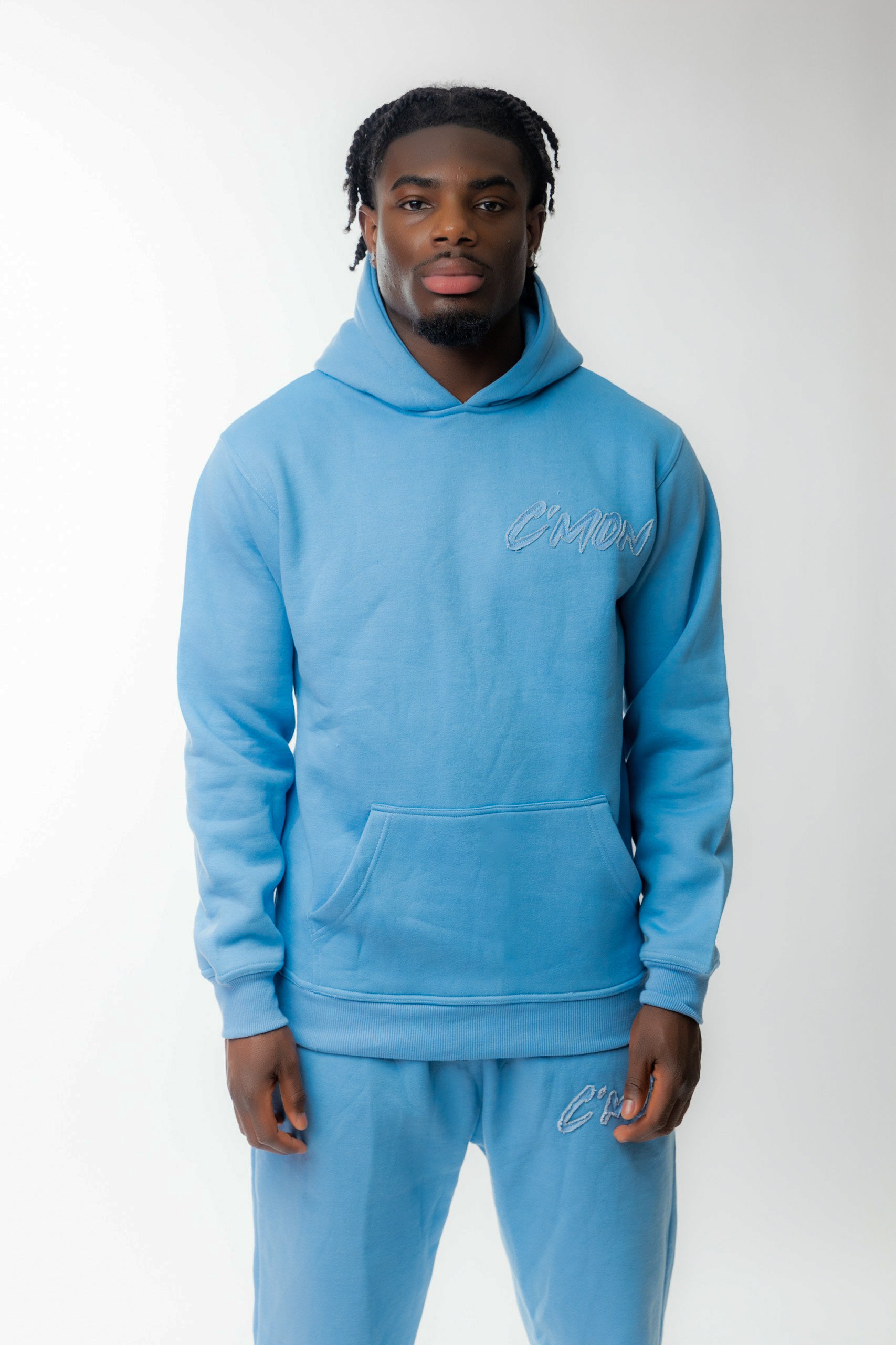 HOODIE BASIC DISTRESSED BABYBLUE - C‘mon
