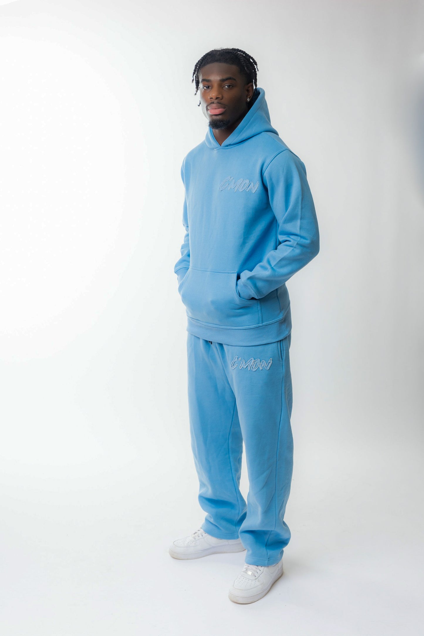 HOODIE BASIC DISTRESSED BABYBLUE