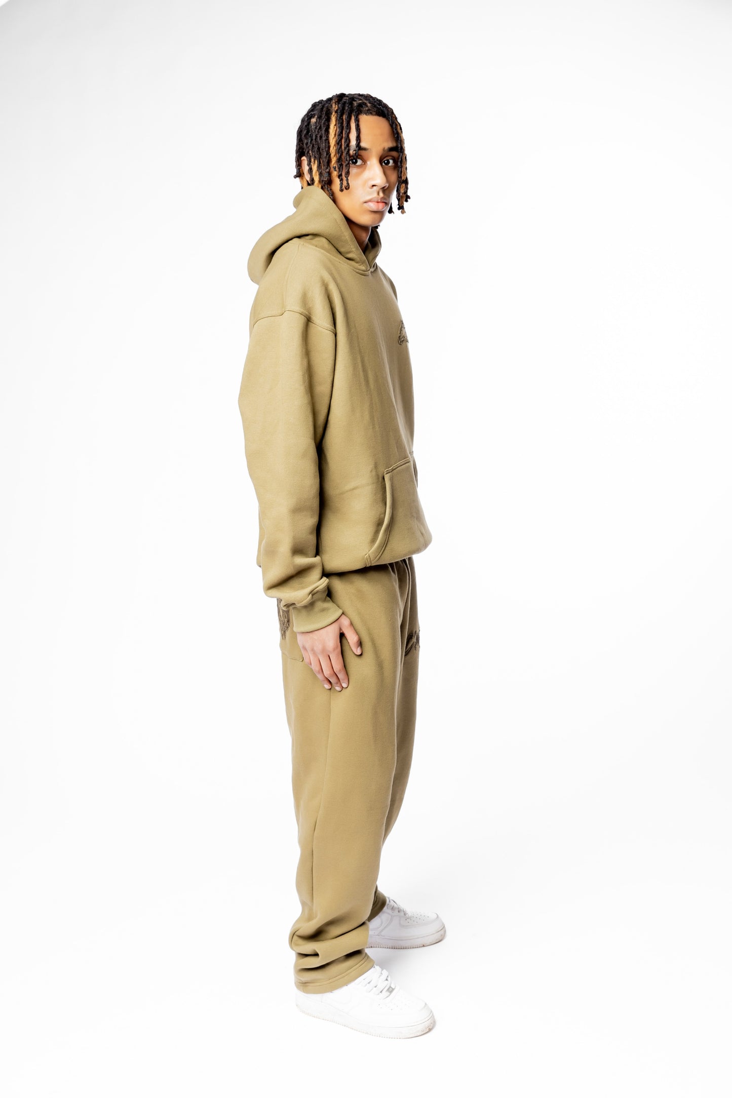 BASIC DISTRESSED TRACKSUIT OLIVEGREEN