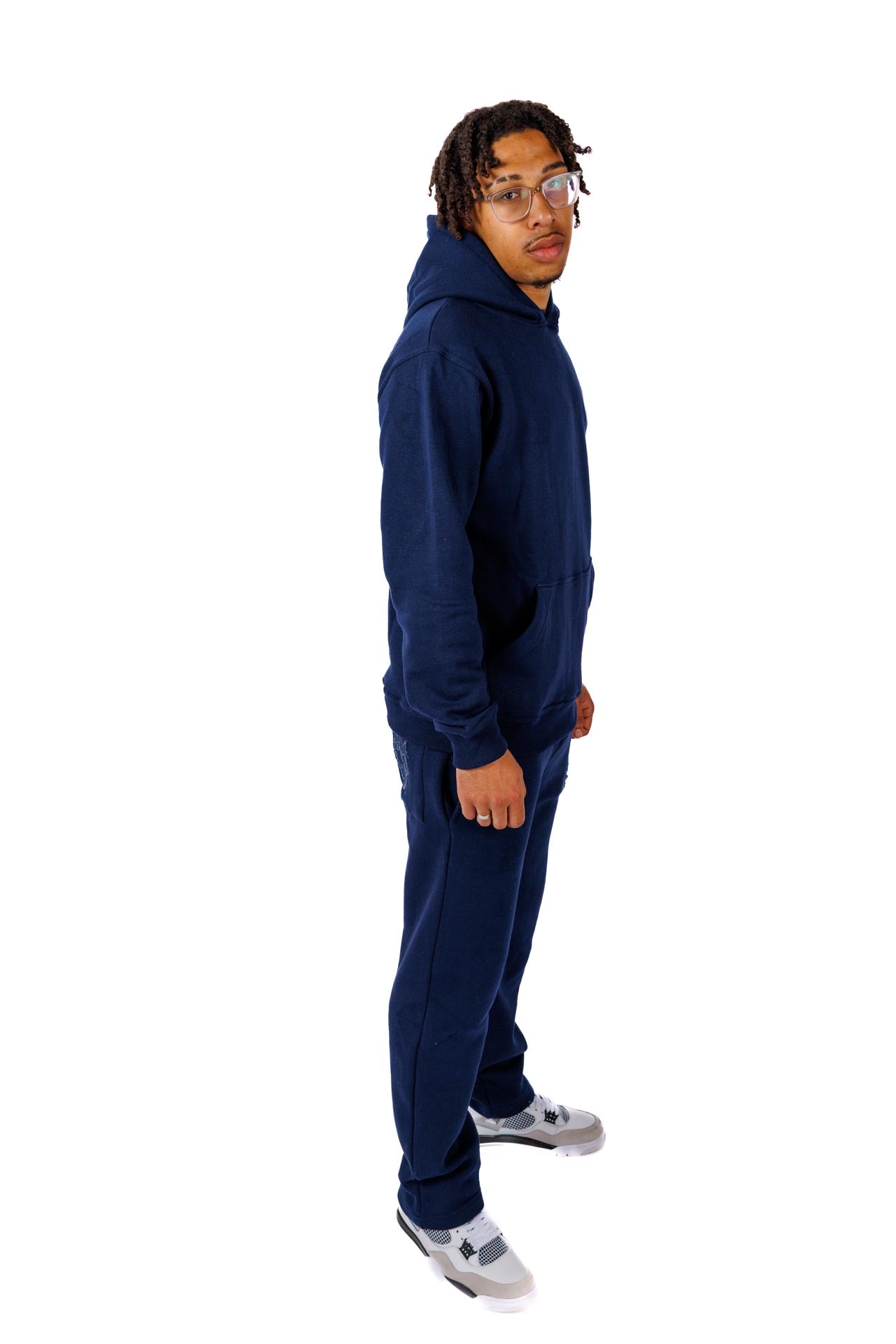 HOODIE BASIC DISTRESSED DARKBLUE - C‘mon