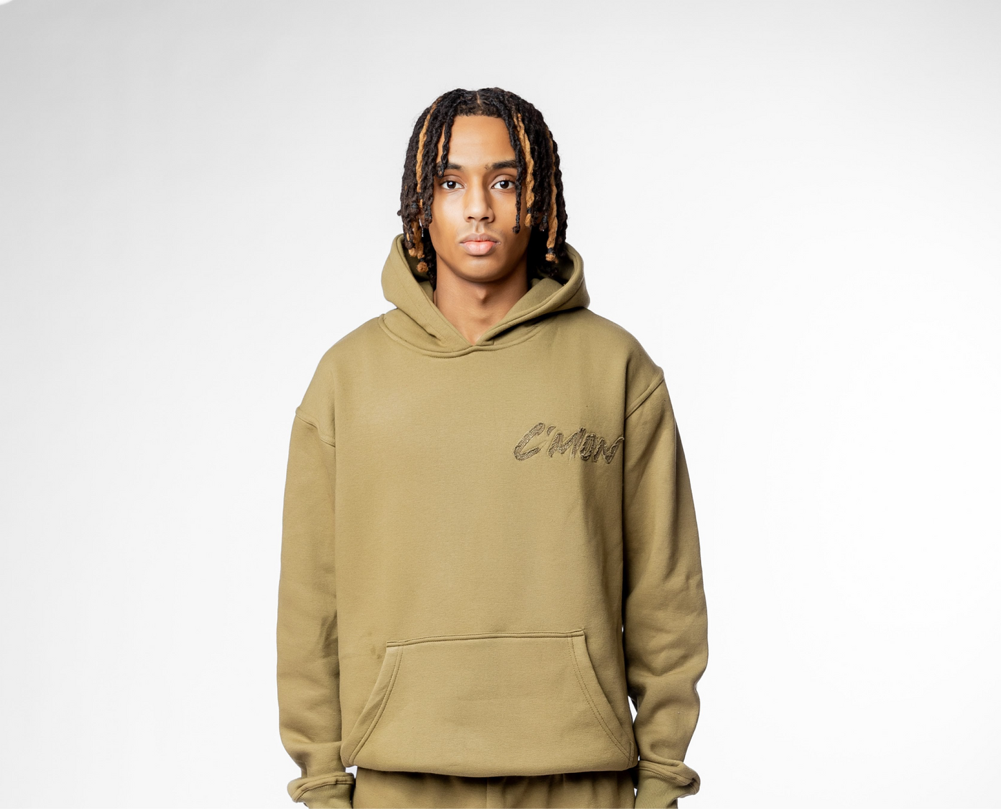 HOODIE BASIC DISTRESSED OLIVEGREEN