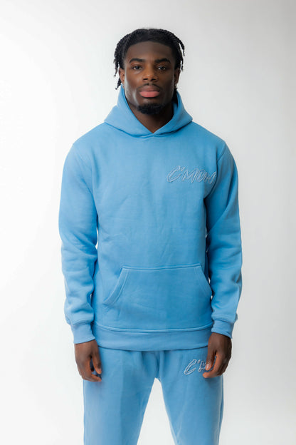 HOODIE BASIC DISTRESSED BABYBLUE - C‘mon