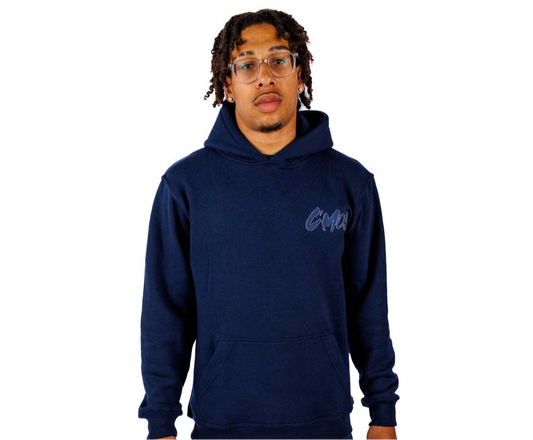 HOODIE BASIC DISTRESSED DARKBLUE