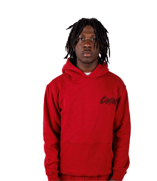 HOODIE BASIC DISTRESSED RED