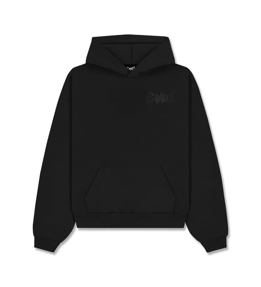HOODIE BASIC DISTRESSED BLACK - C‘mon