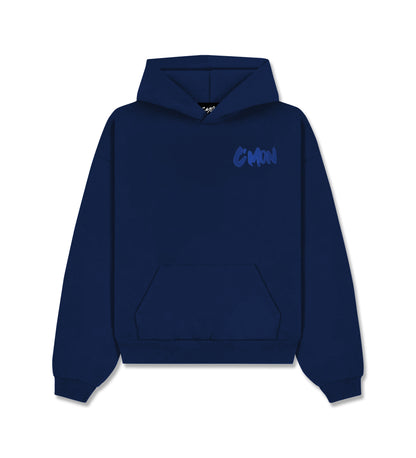 HOODIE BASIC DISTRESSED DARKBLUE - C‘mon
