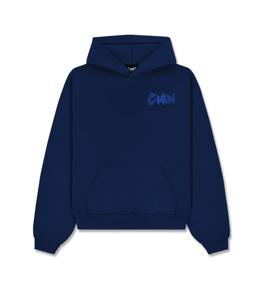 HOODIE BASIC DISTRESSED DARKBLUE - C‘mon